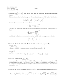 Math 1500 Fall 2010 Exam 2 Solutions October 19, 12:30 PM 1
