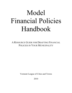 Model Financial Policies Handbook - Vermont League of Cities and