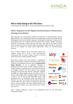 DCMS Consultation on Britain`s Digital Communications Infrastructure