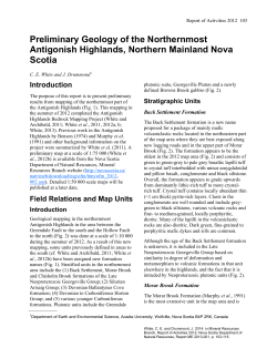 Preliminary Geology of the Northernmost Antigonish Highlands