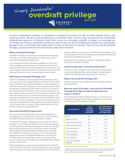 overdraft privilege - Sikorsky Credit Union