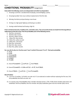 CONDITIONAL PROBABILITY Assignment