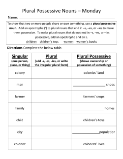 Plural Possessive Nouns &ndash; Monday