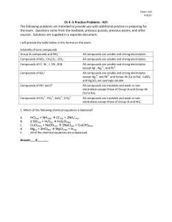 Ch 4 -5 Practice Problems - KEY The following problems are