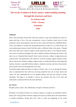 The streak of sadness in Keats` poetry: understanding