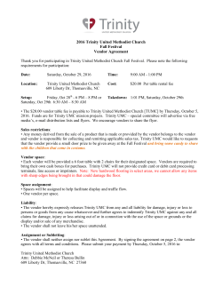 2016 Trinity United Methodist Church Fall Festival Vendor Agreement