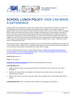 school lunch policy: kids can make a difference - Anti