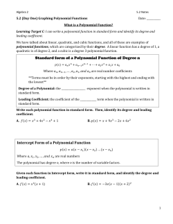 Standard form of a Polynomial Function of Degree n Intercept Form