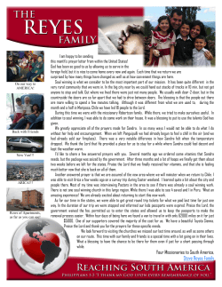 April 2015 Prayer Letter