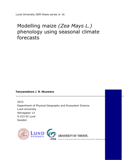 Modelling maize (Zea Mays L.) phenology using seasonal climate