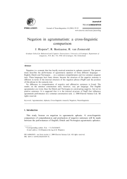 Negation in agrammatism: a cross-linguistic comparison