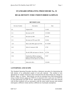 STANDARD OPERATING PROCEDURE No. 32 BULK DENSITY