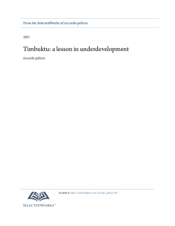 Timbuktu: a lesson in underdevelopment - SelectedWorks