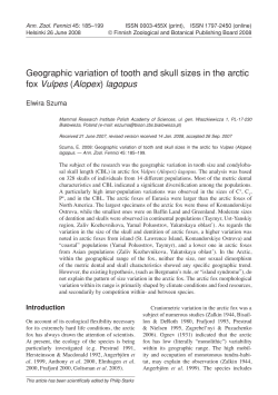Geographic variation of tooth and skull sizes in the arctic fox
