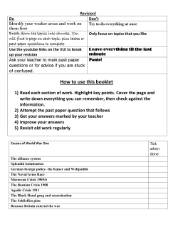 Causes of WW1 Booklet - Hazel Grove High School