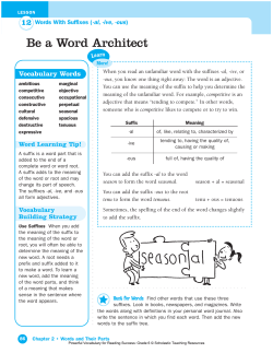 LESSON 12 Words With Suffixes (-al, -ive, -ous