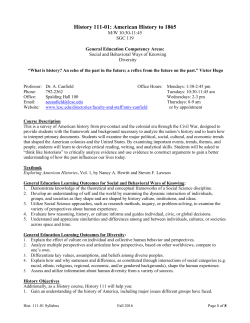 History 111-01: American History to 1865 - Lewis