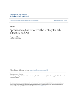 Specularity in Late Nineteenth-Century French Literature and Art