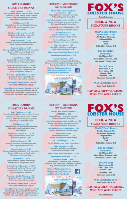 Beverage Menu  - Fox`s Lobster House