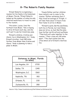 8&mdash;The Roberts Family Reunion Distances to Miami, Florida