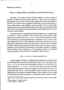 Ethos as a Technical Means of Persuasion in