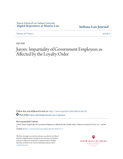 Impartiality of Government Employees as Affected by the Loyalty Order