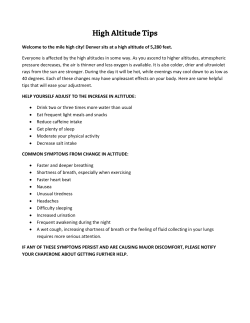 High Altitude Tips