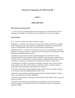 Singapore: Electronic Transactions Act 2010 (Cap. 88)
