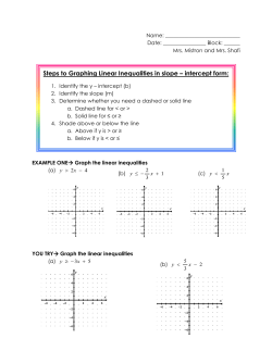 Steps to Graphing Linear Inequalities in slope &ndash; intercept form: