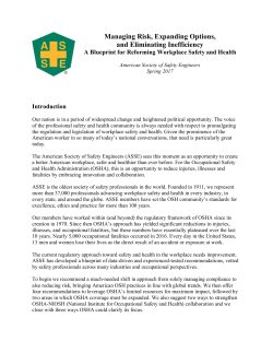 OSHA Reform Blueprint - American Society of Safety Engineers