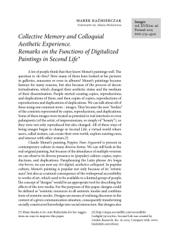 Collective Memory and Colloquial Aesthetic Experience. Remarks