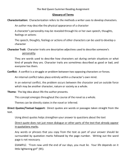 The Red Queen Summer Assignment