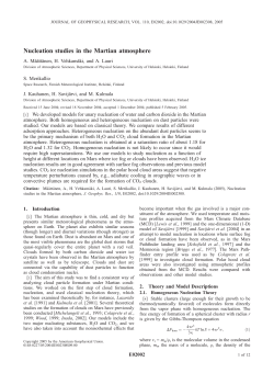 Nucleation studies in the Martian atmosphere