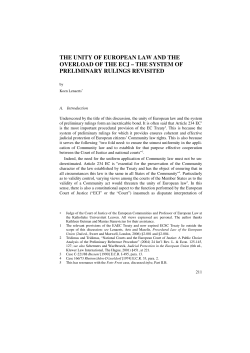 the unity of european law and the overload of the ecj