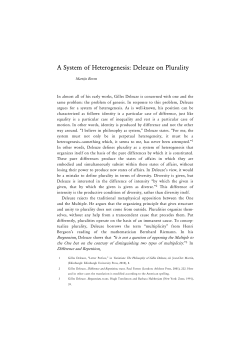 A System of Heterogenesis: Deleuze on Plurality