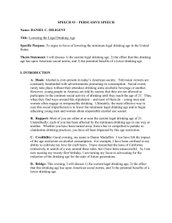 SPEECH #3 &ndash; PERSUASIVE SPEECH Name: DANIEL C. DILIGENT