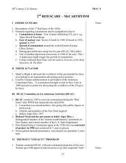 2 RED SCARE – McCARTHYISM - T