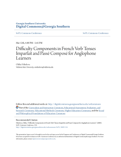 Difficulty Components in French Verb Tenses Imparfait and Pass&eacute;