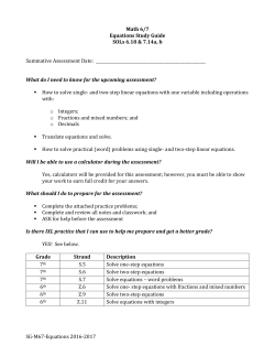 SG-M67-Equations 2016-2017 Math 6/7 Equations Study Guide