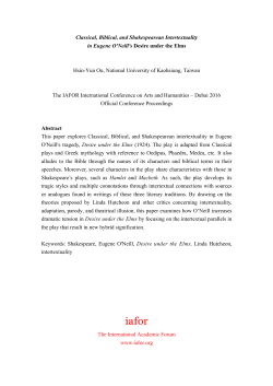 Classical, Biblical, and Shakespearean Intertextuality in Eugene O