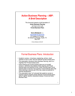 Action Business Planning &ndash; ABP: A Brief Description Formal