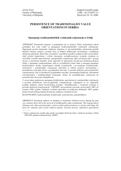 persistence of traditionalist value orientations in serbia
