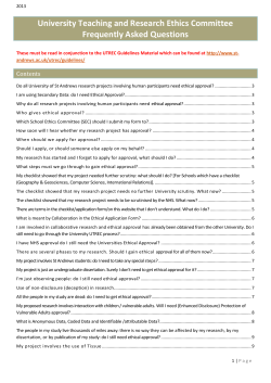 University Teaching and Research Ethics Committee Frequently