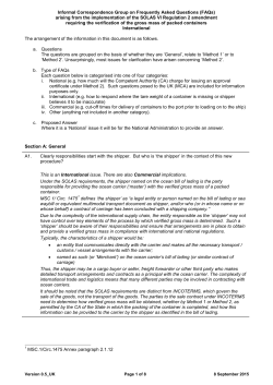 arising from the implementation of the SOLAS VI Regulation 2
