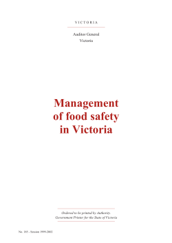 Management of food safety in Victoria - Victorian Auditor