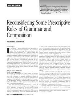 Reconsidering Some Prescriptive Rules of Grammar and Composition