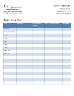 HOME INVENTORY Room: Living Room