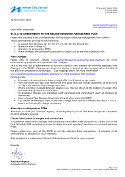 22 November 2010 Dear NRMP subscriber 01/11/10