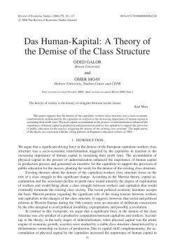 Das Human-Kapital: A Theory of the Demise of the Class Structure
