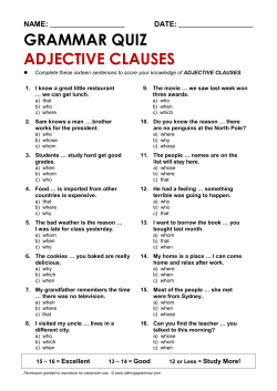 grammar quiz adjective clauses